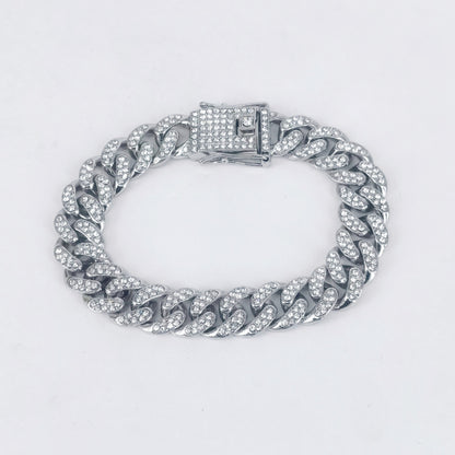 Alloy men's Cuban chain full of diamonds high quality