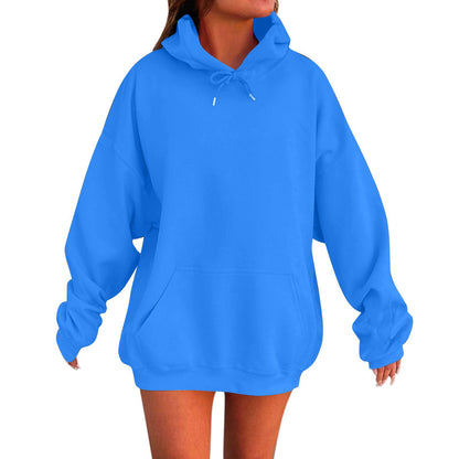 New autumn oversized drop shoulder sleeves women's hooded fleece sweatshirt