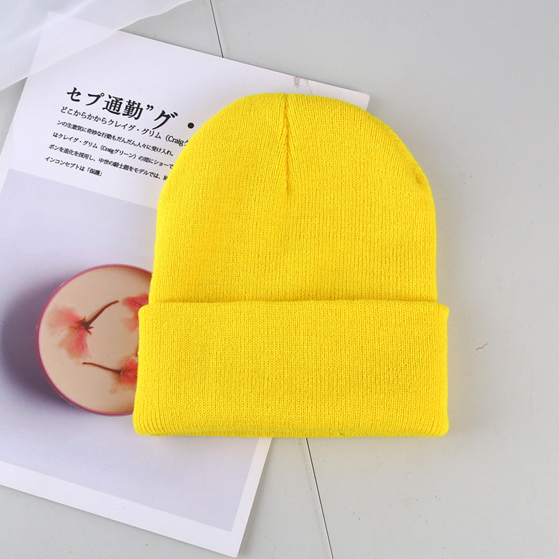 Plain knitted hat winter wool hat hat men and women warm hat