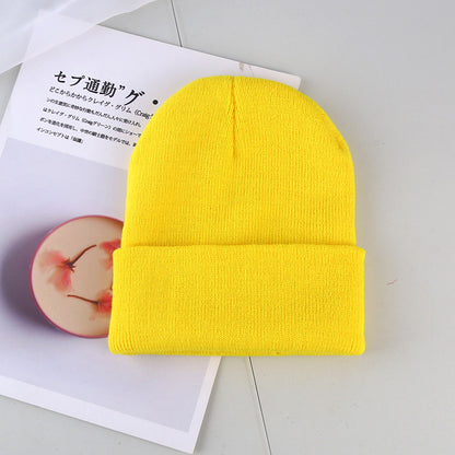Plain knitted hat winter wool hat hat men and women warm hat