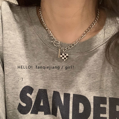 European and American style fashion double-layered love necklace for women splicing cold style women's hip-hop long sweater sweater chain ins trend
