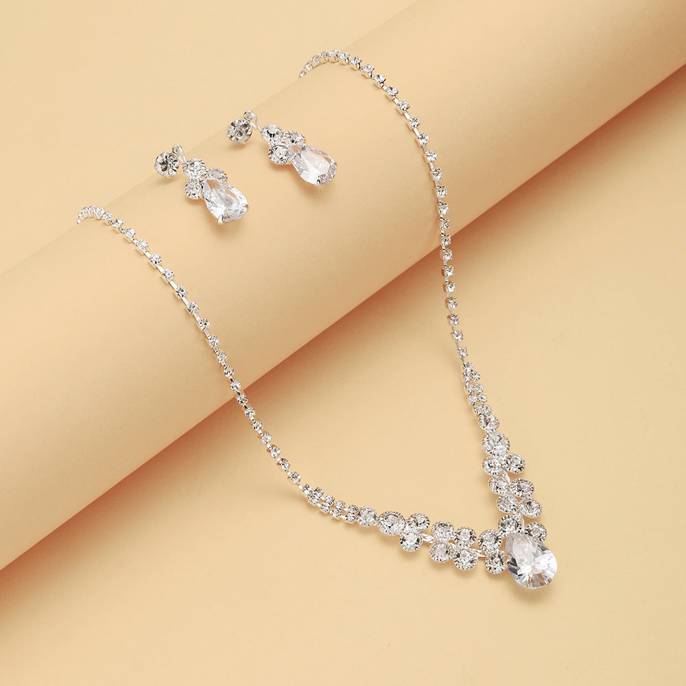 Bridal necklace earrings bracelet three piece set
