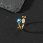 Copper zircon enamel oil drop ring for women evil eye retro pinky ring open ring