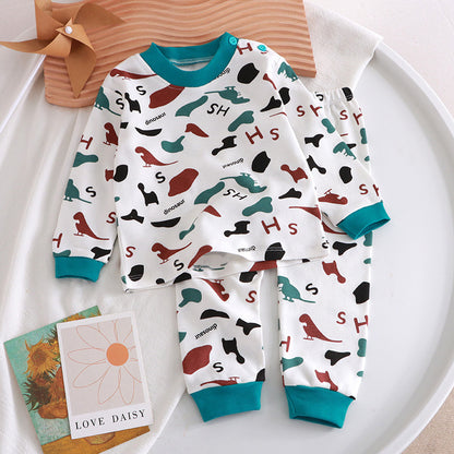 Spring and autumn children's underwear set pure cotton autumn clothing