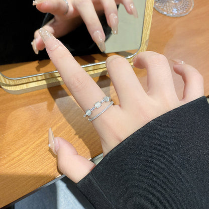 European and American ins style open ring women's high-end personalized pearl index ring niche design hand jewelry