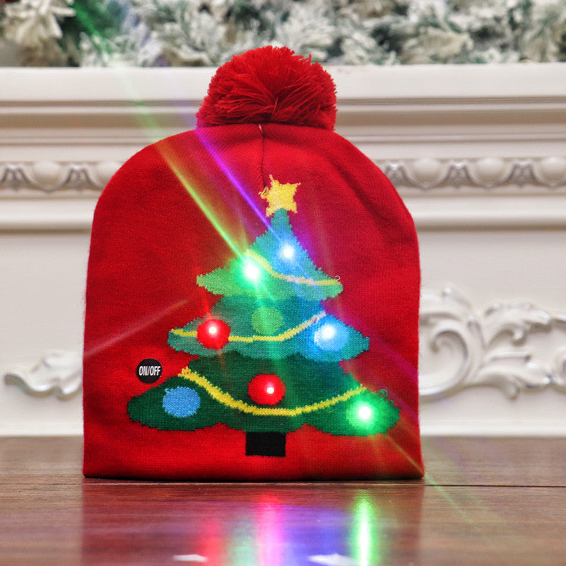 Colorful luminous knitted hat high-end elderly Christmas hat