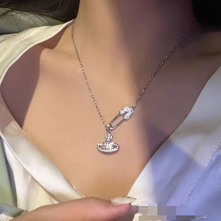 European and American style fashion double-layered love necklace for women splicing cold style women's hip-hop long sweater sweater chain ins trend