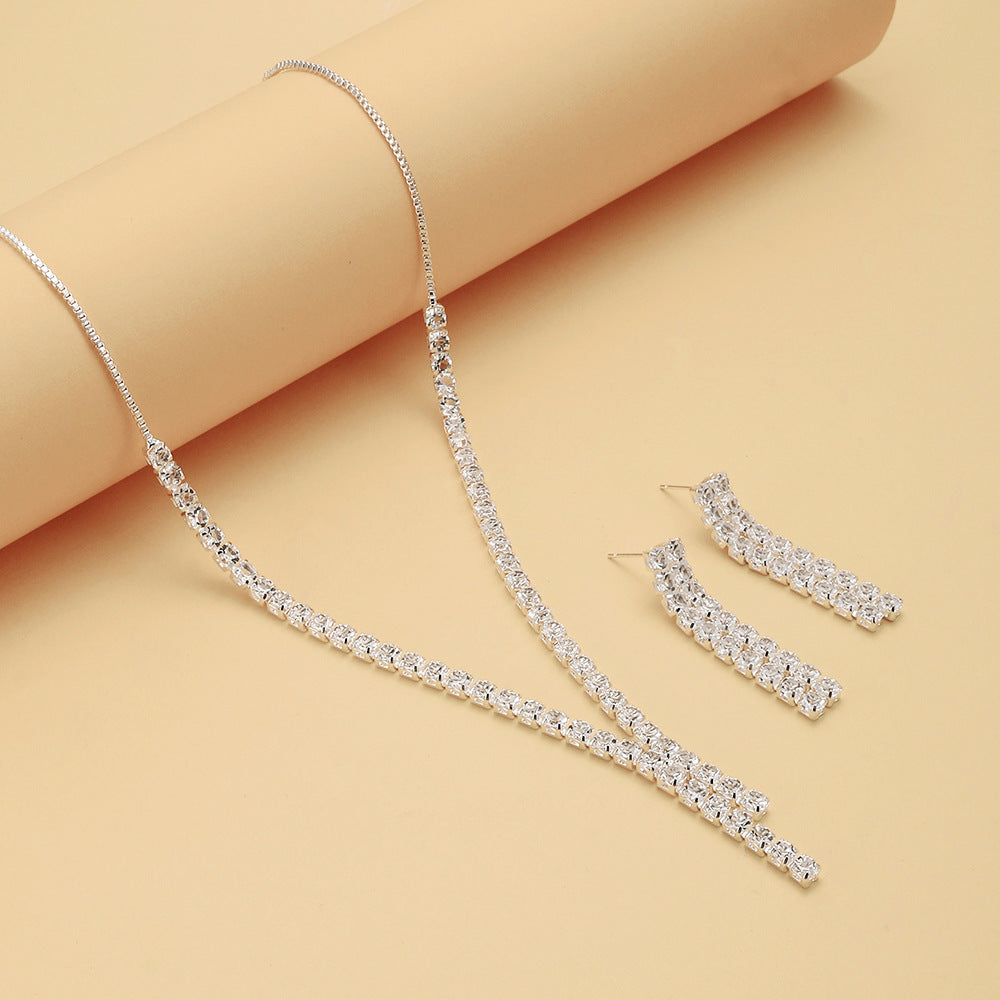 Bridal necklace earrings bracelet three piece set