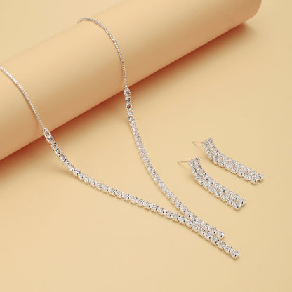 Bridal necklace earrings bracelet three piece set