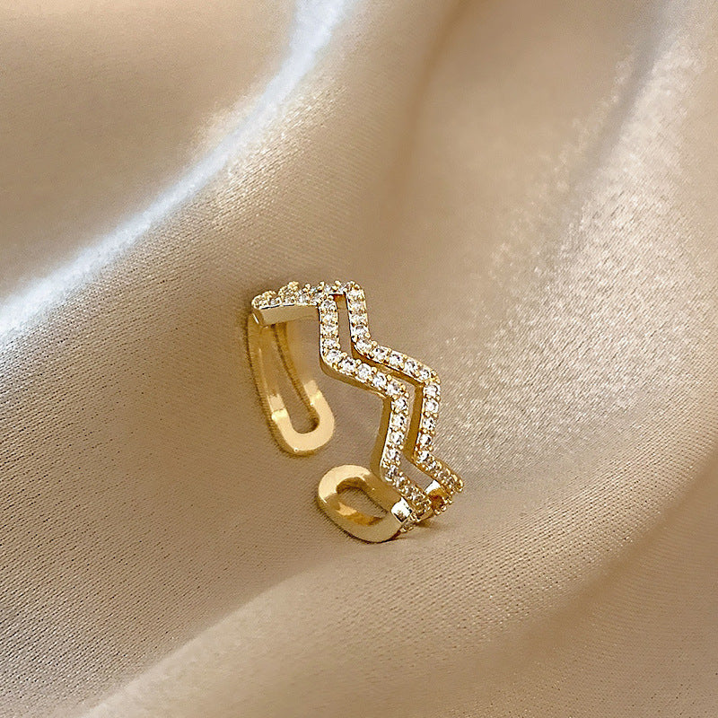 European and American ins style open ring women's high-end personalized pearl index ring niche design hand jewelry