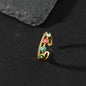 Copper zircon enamel oil drop ring for women evil eye retro pinky ring open ring