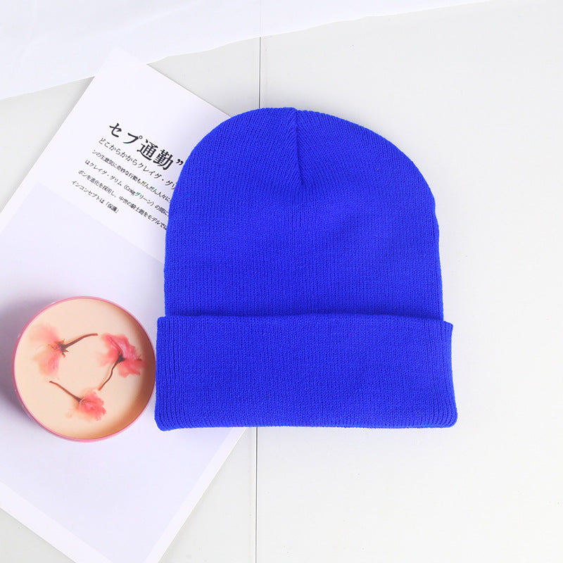 Plain knitted hat winter wool hat hat men and women warm hat