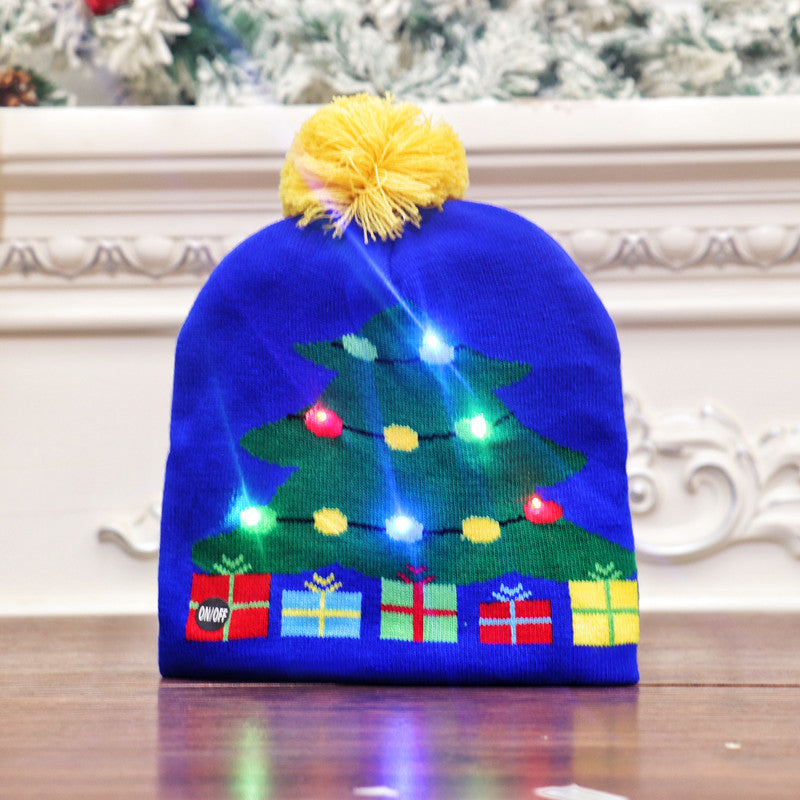 Colorful luminous knitted hat high-end elderly Christmas hat