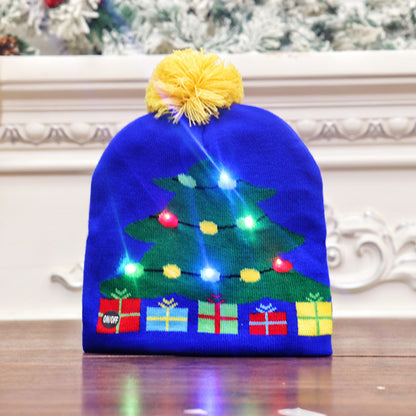 Colorful luminous knitted hat high-end elderly Christmas hat