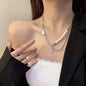 European and American style fashion double-layered love necklace for women splicing cold style women's hip-hop long sweater sweater chain ins trend