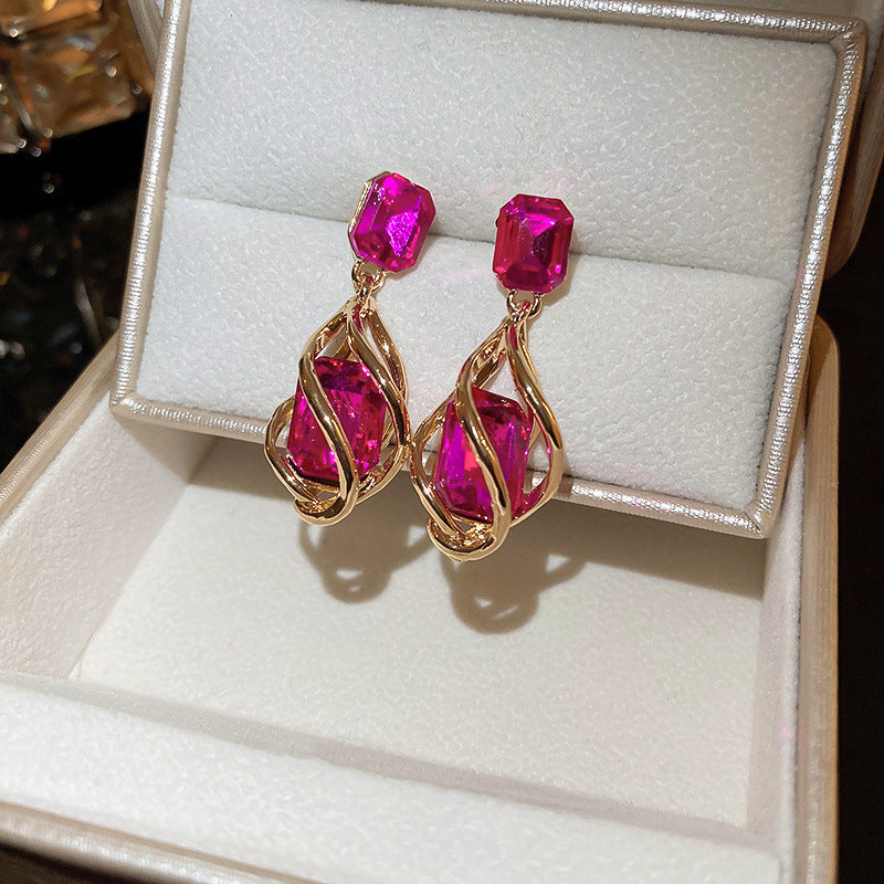 European and American popular diamond-encrusted metal long tassel earrings for women, high-end earrings with niche temperament