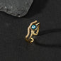 Copper zircon enamel oil drop ring for women evil eye retro pinky ring open ring