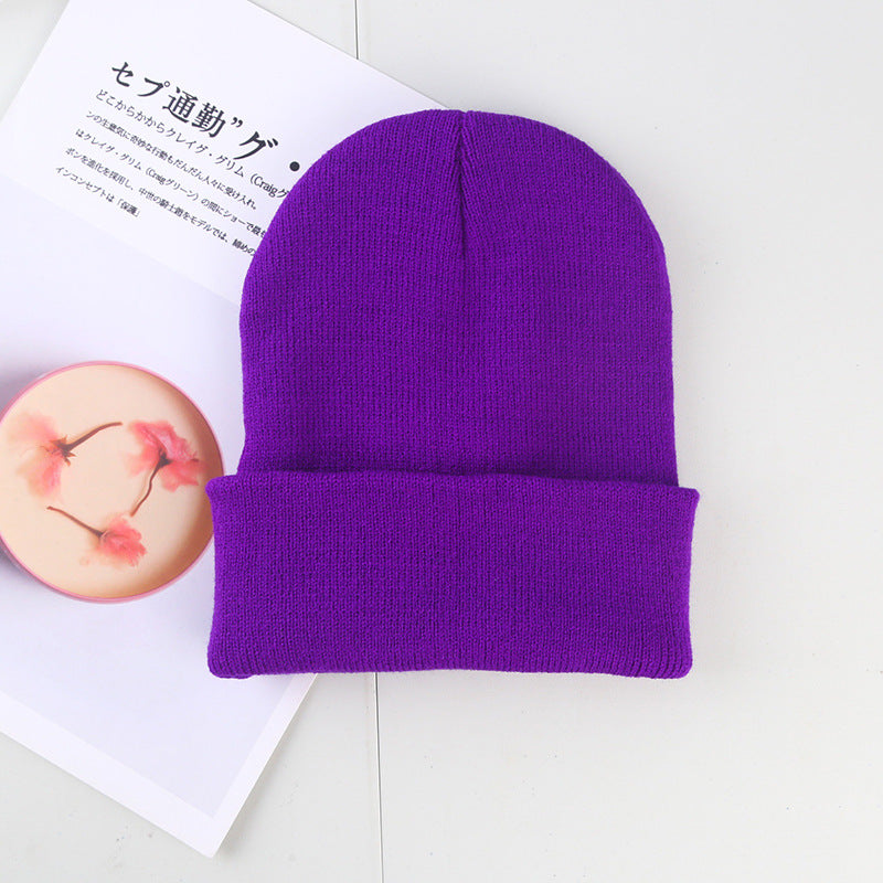 Plain knitted hat winter wool hat hat men and women warm hat