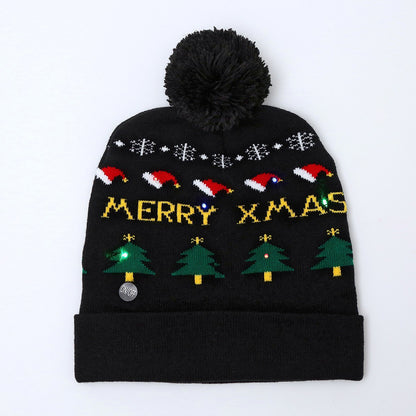 Colorful luminous knitted hat high-end elderly Christmas hat