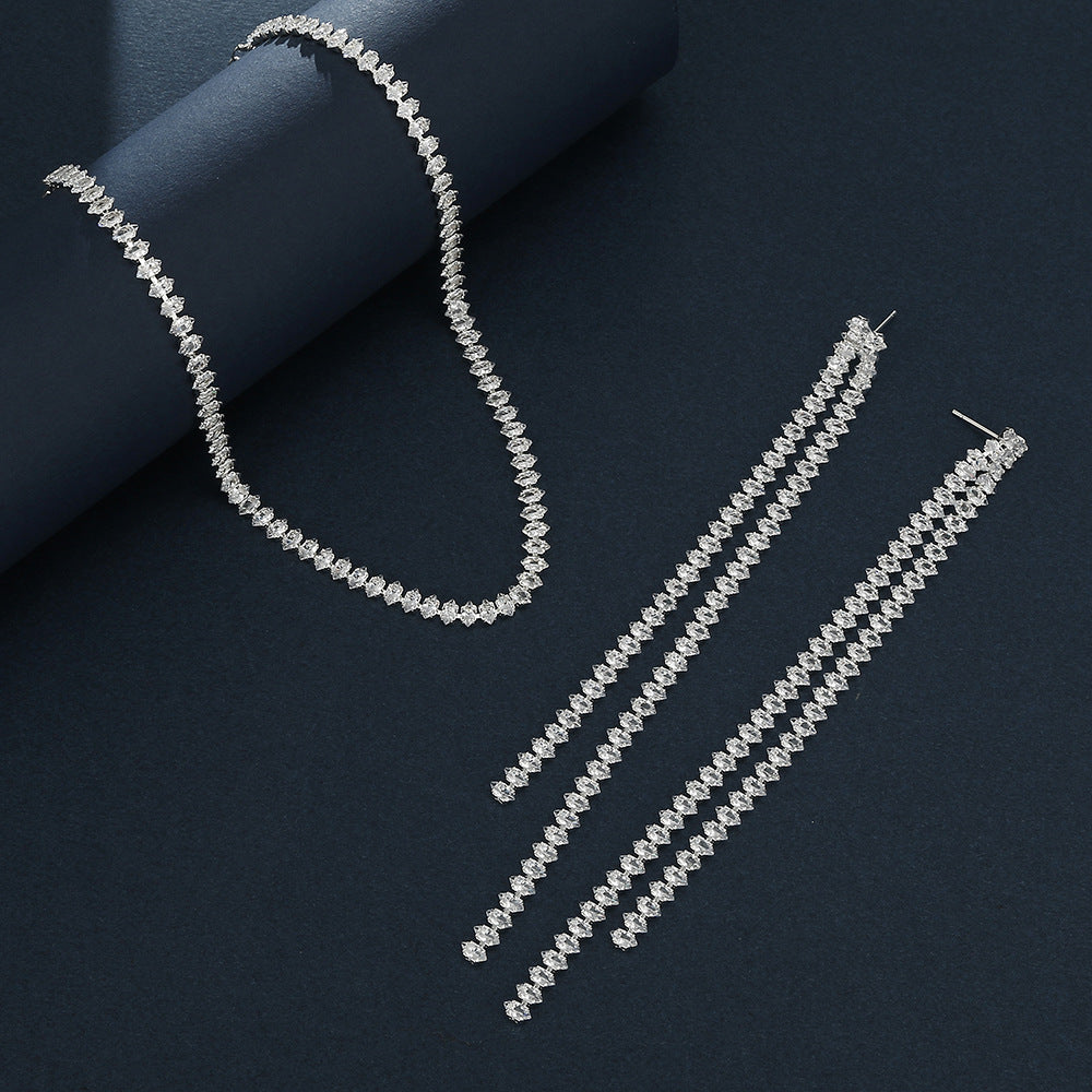 Bridal necklace earrings bracelet three piece set