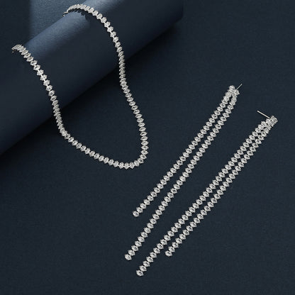 Bridal necklace earrings bracelet three piece set