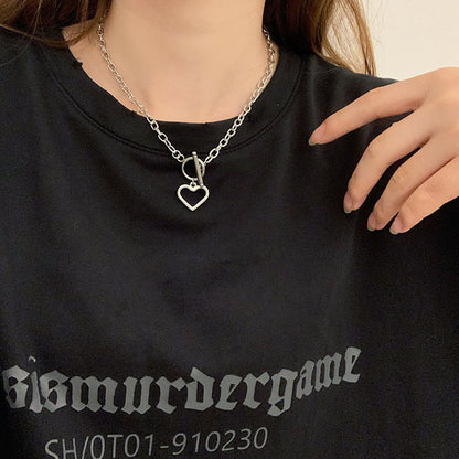 European and American style fashion double-layered love necklace for women splicing cold style women's hip-hop long sweater sweater chain ins trend
