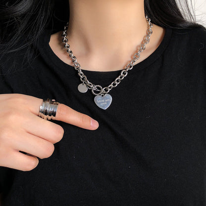 European and American style fashion double-layered love necklace for women splicing cold style women's hip-hop long sweater sweater chain ins trend