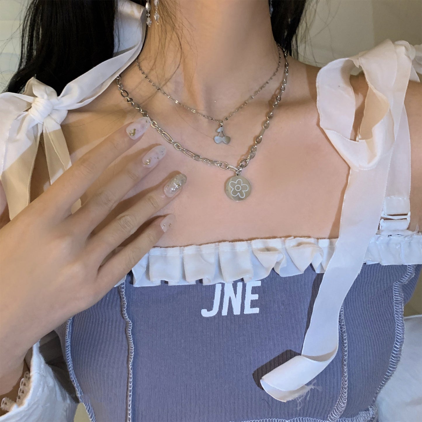 European and American style fashion double-layered love necklace for women splicing cold style women's hip-hop long sweater sweater chain ins trend
