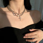 European and American style fashion double-layered love necklace for women splicing cold style women's hip-hop long sweater sweater chain ins trend