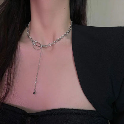 European and American style fashion double-layered love necklace for women splicing cold style women's hip-hop long sweater sweater chain ins trend
