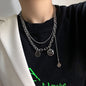 European and American style fashion double-layered love necklace for women splicing cold style women's hip-hop long sweater sweater chain ins trend
