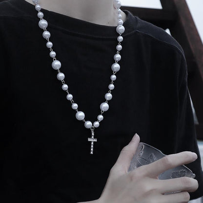 European and American style fashion double-layered love necklace for women splicing cold style women's hip-hop long sweater sweater chain ins trend