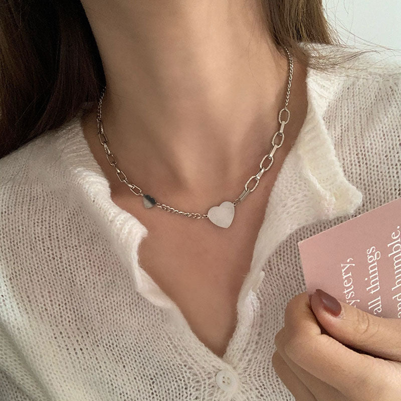 European and American style fashion double-layered love necklace for women splicing cold style women's hip-hop long sweater sweater chain ins trend