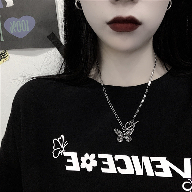 European and American style fashion double-layered love necklace for women splicing cold style women's hip-hop long sweater sweater chain ins trend