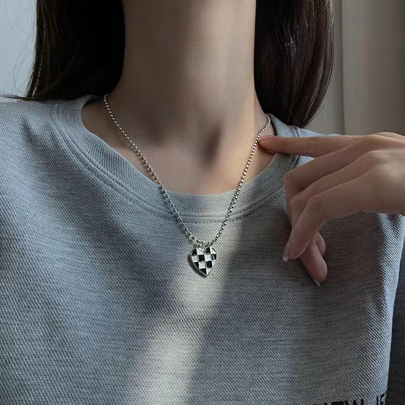 European and American style fashion double-layered love necklace for women splicing cold style women's hip-hop long sweater sweater chain ins trend