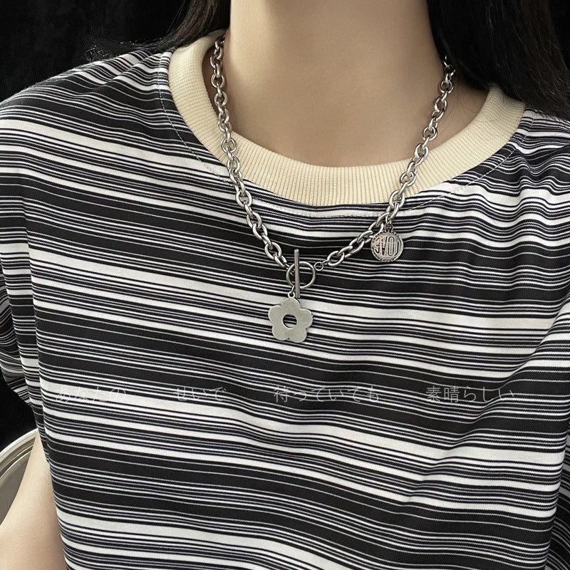 European and American style fashion double-layered love necklace for women splicing cold style women's hip-hop long sweater sweater chain ins trend