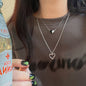 European and American style fashion double-layered love necklace for women splicing cold style women's hip-hop long sweater sweater chain ins trend