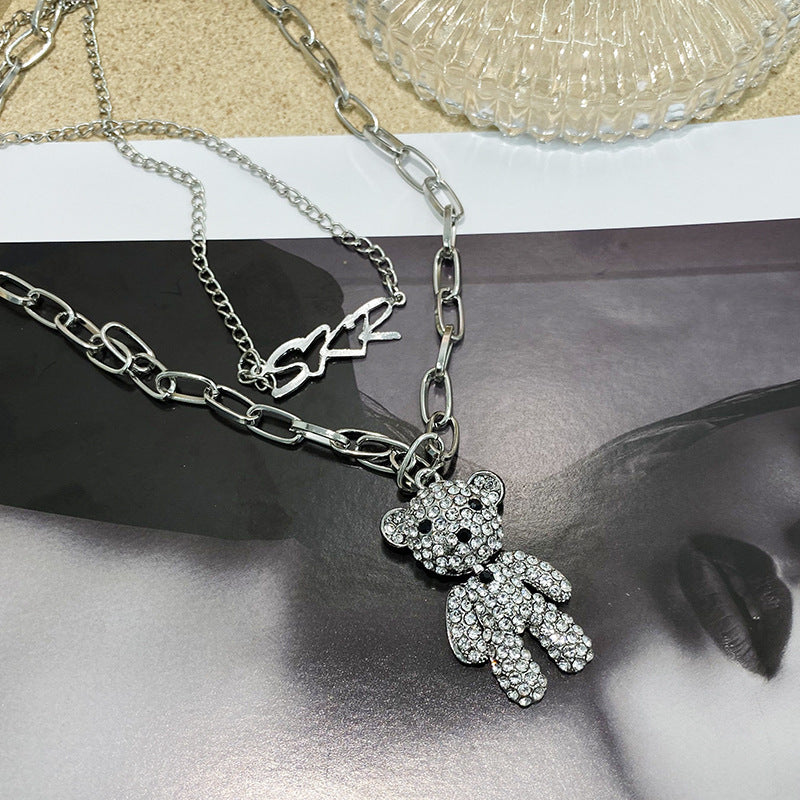 European and American style fashion double-layered love necklace for women splicing cold style women's hip-hop long sweater sweater chain ins trend
