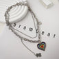 European and American style fashion double-layered love necklace for women splicing cold style women's hip-hop long sweater sweater chain ins trend