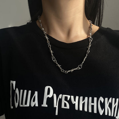 European and American style fashion double-layered love necklace for women splicing cold style women's hip-hop long sweater sweater chain ins trend