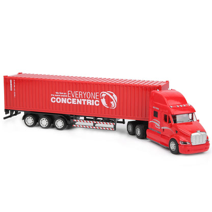 Alloy Simulation Container Car Model Children Kid Pull Back Car Toy with Sound Light(Red )