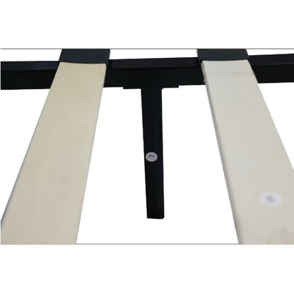 The Bed Frame With An Oversized Fabric Platform Is Easy To Assemble And Is Grey