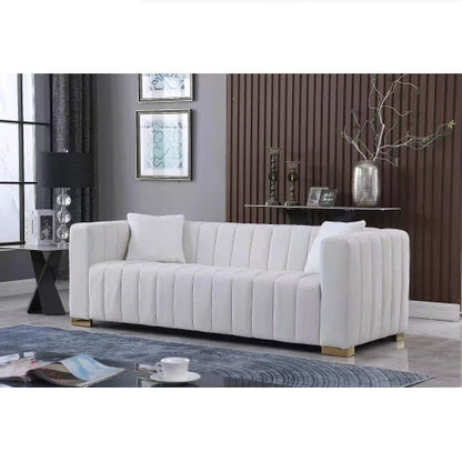 A Modern Channel Sofa Take On A Traditional Chesterfield,Black Color,3 Seater