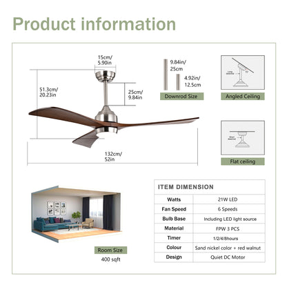 Metal Remote Control Ceiling Fan