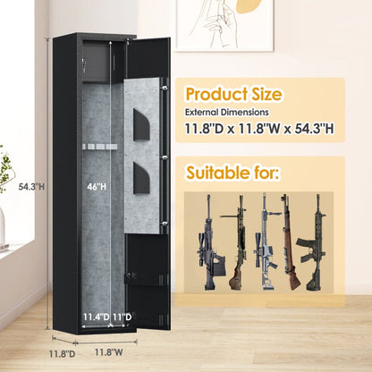 Domestic Rifles And Pistols Firearm Safe With LED Lights And Alarm System, Long Gun Cabinet With Removable Shelves