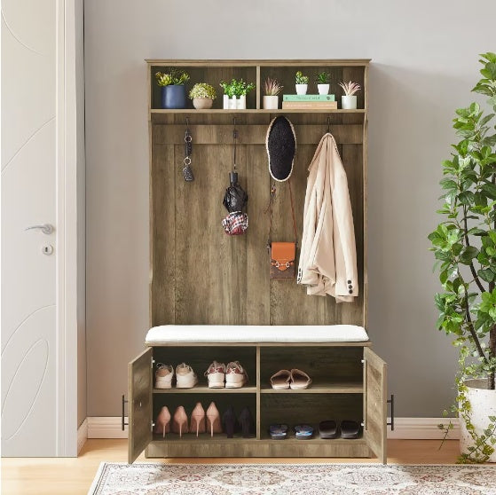 Shoe Rack Coat Rack Wooden Multi-purpose Shelf