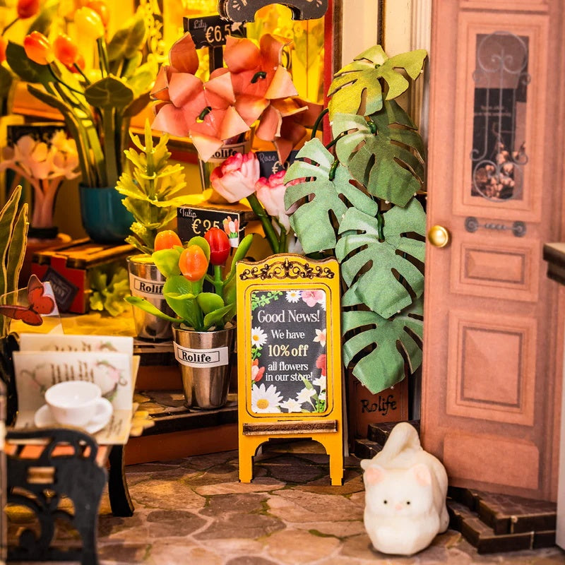 Rolife Floral Corner DIY Book Nook Shelf Insert Kit, Only Supports TK And Independent Website Platforms