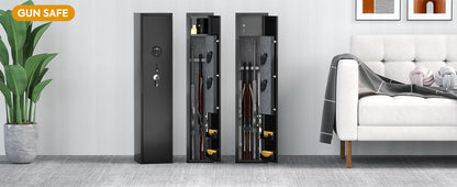 Domestic Rifles And Pistols Firearm Safe With LED Lights And Alarm System, Long Gun Cabinet With Removable Shelves