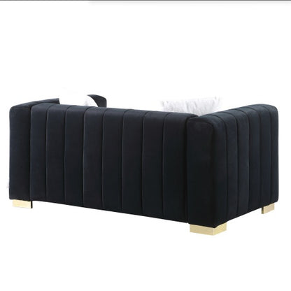 A Modern Channel Sofa Take On A Traditional Chesterfield,Black Color,3 Seater