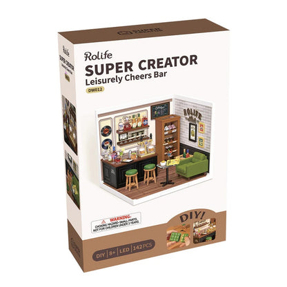 Rolife Leisurely Cheers Bar DIY Plastic Miniature House, Only Supports TK And Independent Website Platforms